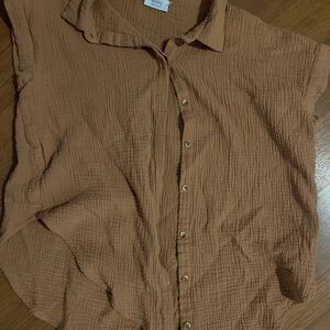 Bluivy Textured Brown Button Down Shirt